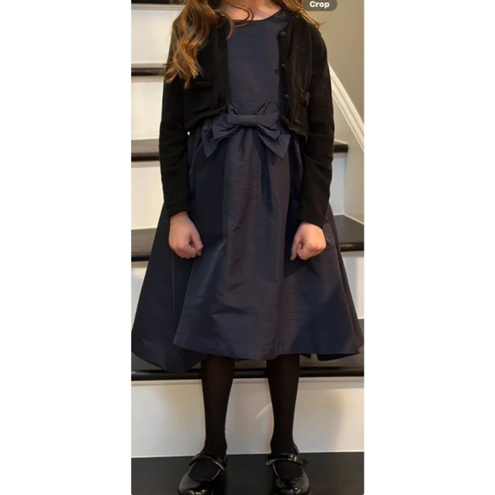 Hope & Henry girls navy bow dress size 6